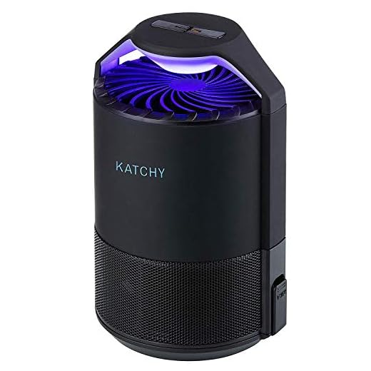 Katchy Indoor Insect Trap - Catcher & Killer for Mosquitos, Gnats, Moths, Fruit Flies - Non-Zapper Traps for Inside Your Home - Catch Insects Indoors with Suction, Bug Light & Sticky Glue (Black)