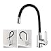 Aihom Grifo de Cocina Negro Grifo de Fregadero Flexible Silicona de Grado Alimenticio 360° Giratorio Cocina Monomando Fregadero Agua Fría y Caliente