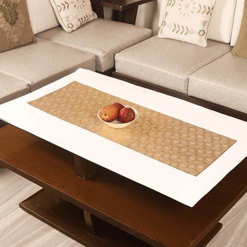 Image of Homerz Premium Table Runner, PVC, Size- 92x34 cm | Waterproof, Heat Resistant, Non-Slip, Easy to Clean Soft Table Runner for Coffee Table, Dining Table and Centre Table. (Star)
