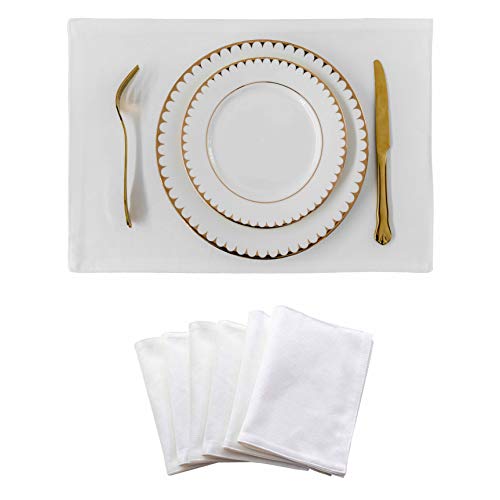 Home Brilliant White Placemats for Kitchen Easy Clean Rectangle Place Mats Well Packaged, Faux Linen Table Mats Set of 6