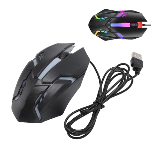 ciciglow Kabelgebundene Gaming-Maus, 3 Tasten, Ergonomische RGB-Spielemäuse, 1000 DPI, Kabelgebundene USB-Gaming-Maus für Büro-PC-Laptop