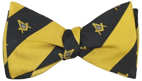 Set de Corbata de Moño y Pañuelo Mason Rayas Negro/Oro miniatura 3