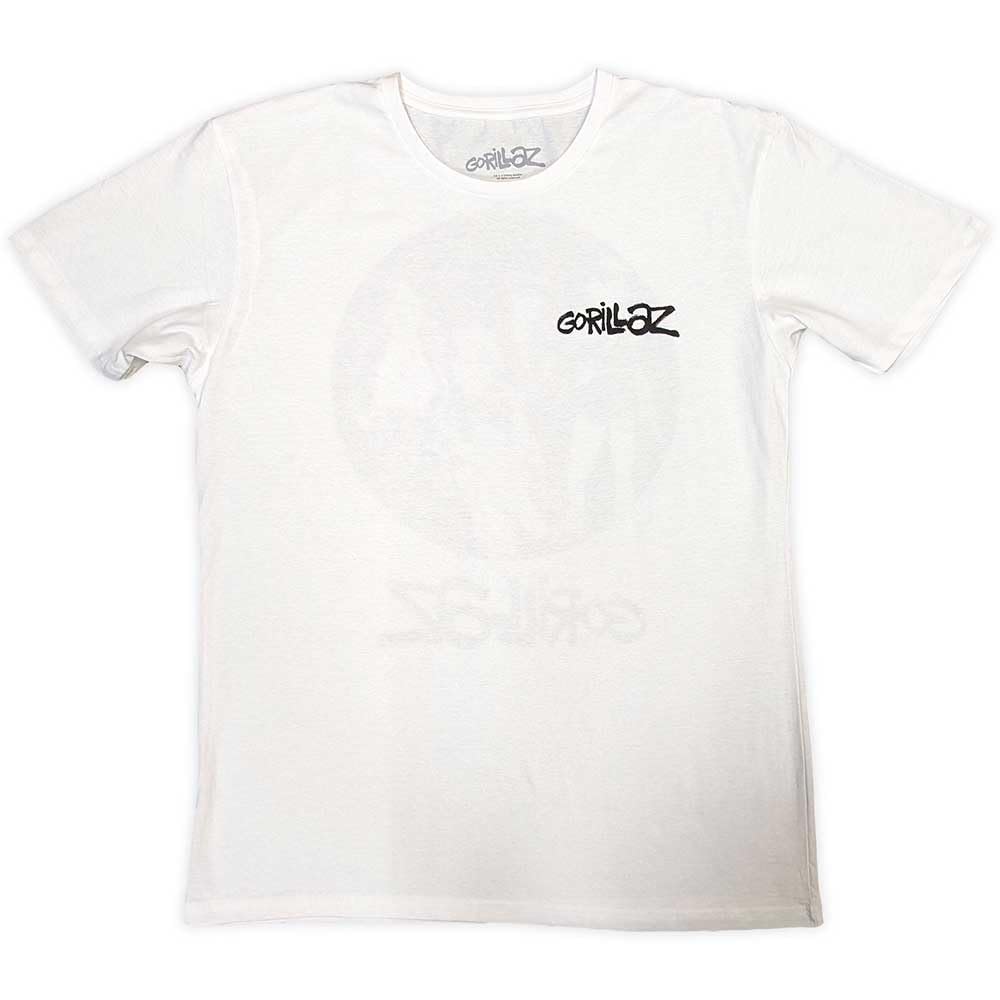 Rock Off Officially Licensed Products Men's White Gorillaz Song Machine Brush Logo Official Tee T-Shirt Unisex (Large)