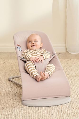 Image of BabyBjorn Bouncer Bliss, Light Pink, Woven Melange | 2-in-1 Adjustable Baby Bouncer Seat and Toddler Chair, Newborn to Toddler (8-29 lbs), 4 Positions, Lightweight & Portable