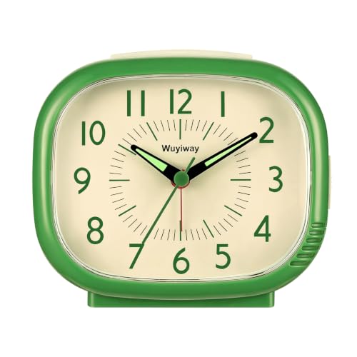 Wuyiway Retro Alarm Clock - Silent Non-Ticking Analog, Battery Operated with Snooze & Night Light, Vintage Style for Bedroom, Office, Nightstand Decor