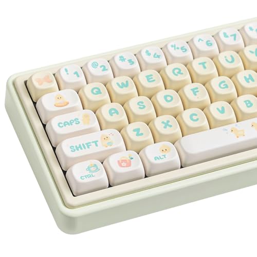 Image of MOA Profile PBT Keycap Set, Yellow White Custom Keycaps, Dye-Sublimation Cute Duck Keycaps Suitable for Most 65% 75% 100% Gateron Cherry MX Switches Mechanical Keyboard