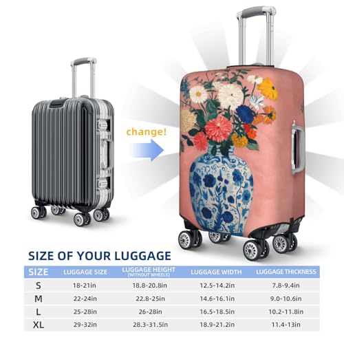 Flowers In An Chinese Blue And White Vase Elastic Travel Luggage Covers Dustproof Scratch-Resistant Suitcase Protector Fit 22-24 Inch4
