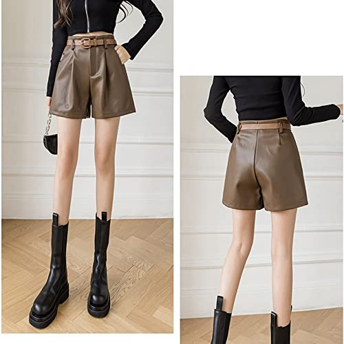 Short en cuir PU de qualité supérieure avec poches et ceinture