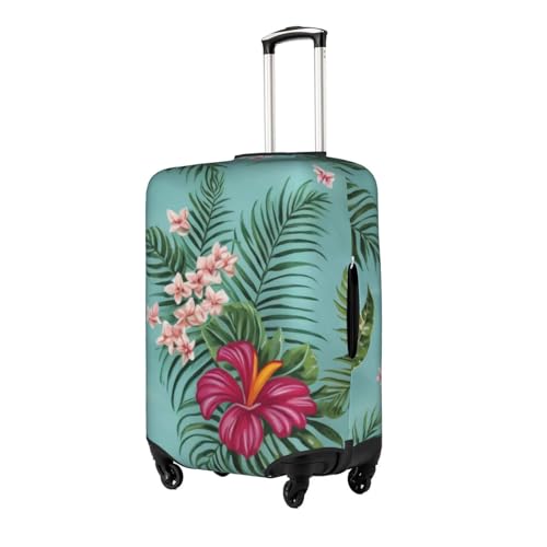 Elastic Luggage Covers For Suitcases Hawaiian Tropical Leaves Flowers Suitcase Cover, Durability Trolley Case Protector, Travel Luggage Cover Suitcase Protector Fits 18-32 Inch Luggage2