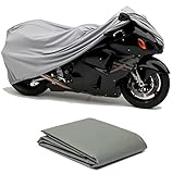 Funda para Moto Impermeable y Ligera. Especial para Interior. Cubierta Cubre Motocicleta Talla M (210 x 120cm). Repele el Agua y Protege del Sol. Guarda Polvo. Color Plata