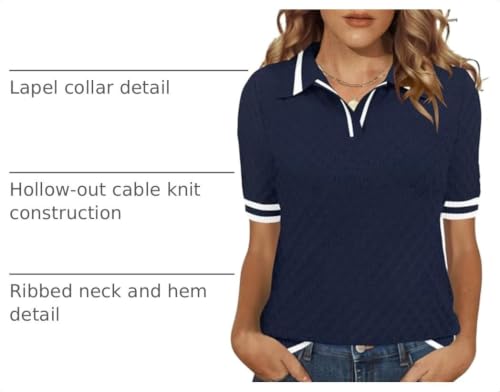 Image of Rapbin Womens Short Sleeve Knit Polo Shirts Summer Spring Sweater Tops