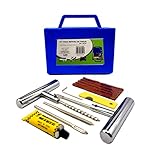 Kit Reparo Pneu Moto Carro Jogo para Conserto Remendo Frio de Pneus sem Câmara Macarrão Maleta 12 peças Profissional