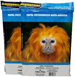 100 Folhas Papel Fotográfico Adesivo A4 130g À Prova D'água Masterprint