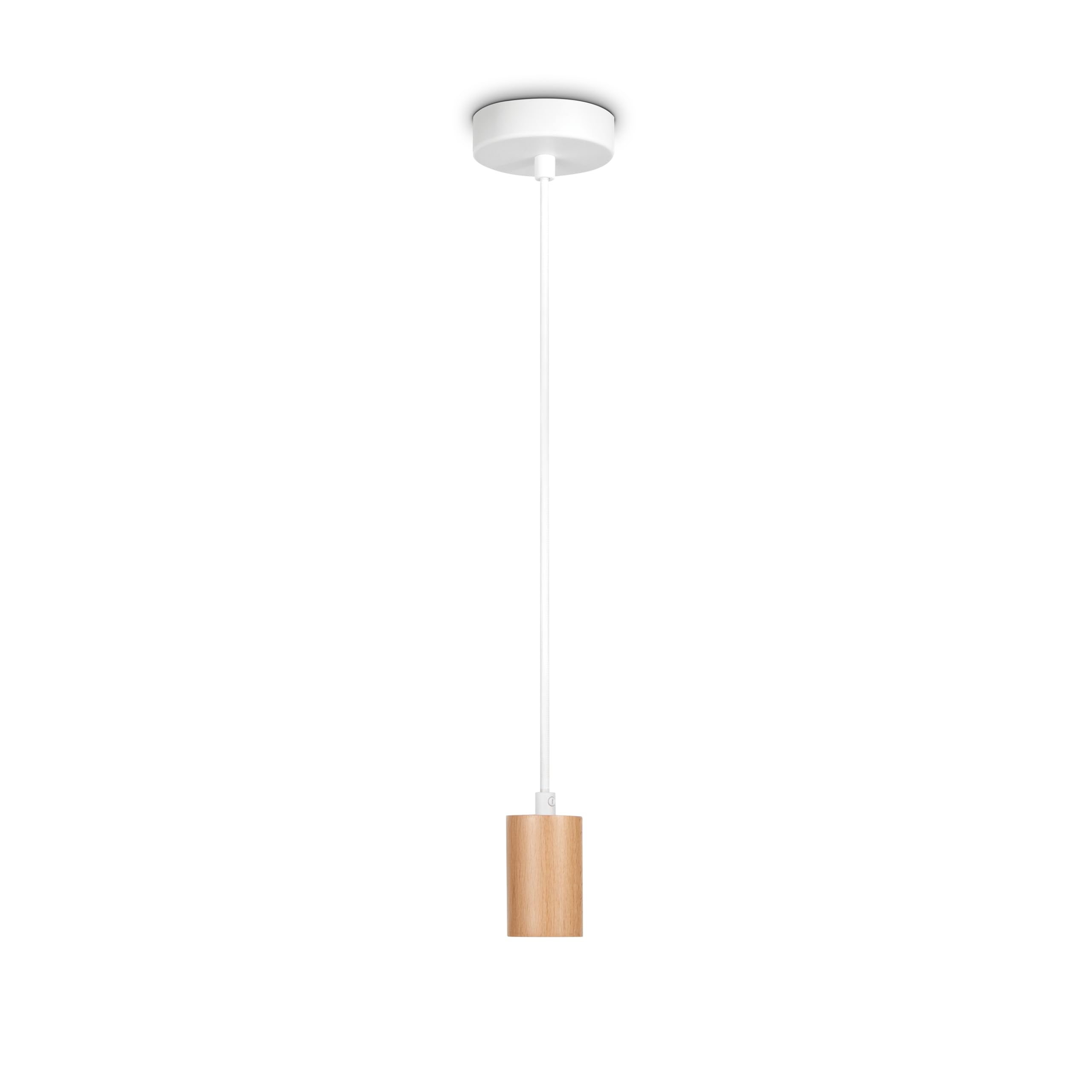 Paco Home Deckenlampe Pendellampe Deckenleuchte Kompatibel Mit Lampenschirm Hängelampe Lampenfasssung E27 Textilkabel Kürzbar 1-Flammig Holz Weiß