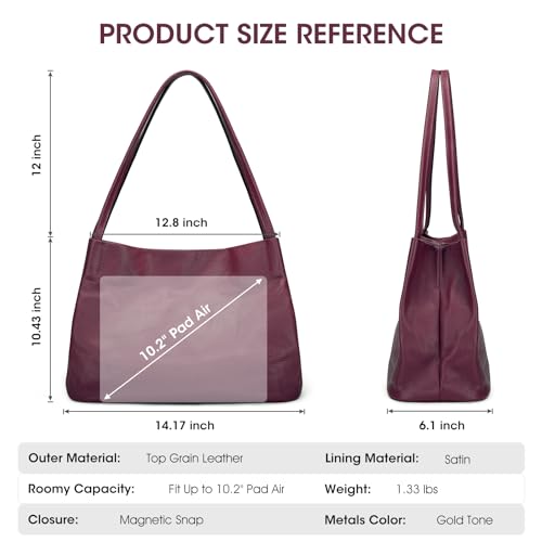 Image of Kattee Leather Tote Purse for Women, Casual Hobo Shoulder Bag | Roomy tote purse with a magnetic snap closure for work, shopping, and daily use.