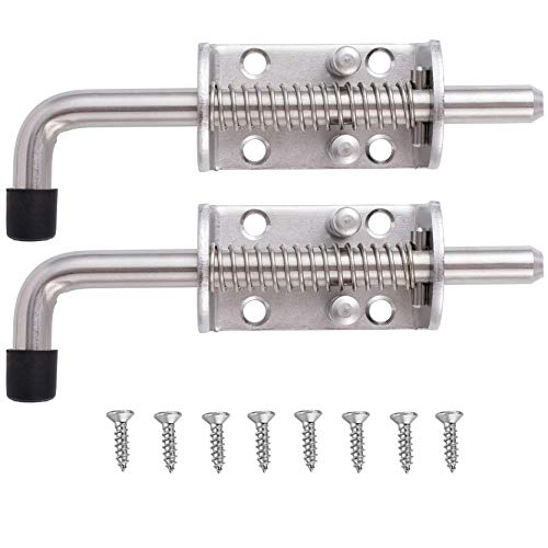 WOOCH 304 Stainless Steel Spring Pin Latch Lock Assembly for Doors,Chests,Cabinets and Utility Trailer Gate - Heavy Duty (6.5\",2 Pack)