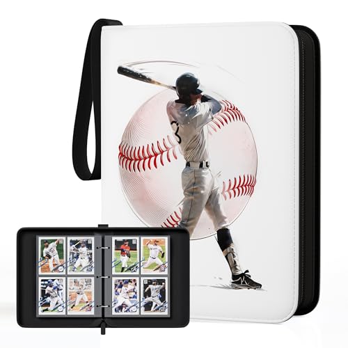 Image of Kabinka 4 Pocket Baseball Card Binder, 400 Standard Cards Sports Card Binder with Zipper, Protective Trading Card Binder Collector Organizer for Baseball Sports Cards TCG (Baseball 1)