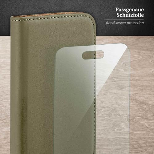Housse protection iPhone 16 Pro Max clapet portefeuille vert olive