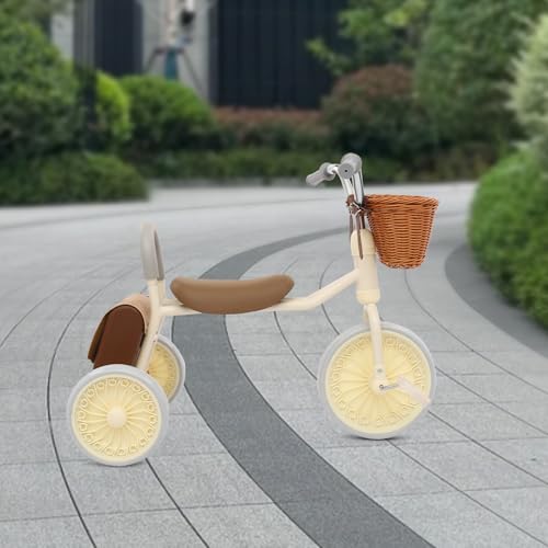 Dreirad für Kinder, Dreirad, Babyfahrrad mit Fußpedal, Griff, Korb aus geflochtenem Rattan, Tasche, Babyfahrrad, Dreirad für Kinder von 2 bis 6 Jahren – Bild 3
