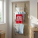 Rainberg Over The Door Clothes Airer, Foldable 10-Bar Drying Rack, Easy to Pull and Open Clothe Airer indoor/Outdoor, Drying Rack with 4kg Washing Line Drying Space.