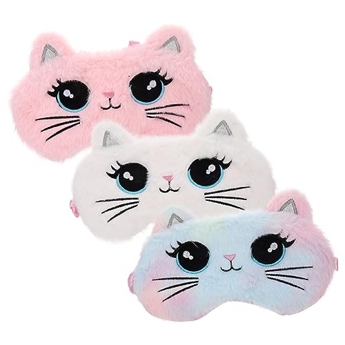 MOLUCKFU 3枚入り 猫 目隠し 目 目隠し 睡眠 目 カバー 睡眠 目 シェード 快適 目 軽量 目 携帯用 目 カバー 通気性 目 ぬいぐるみ 目 カバー