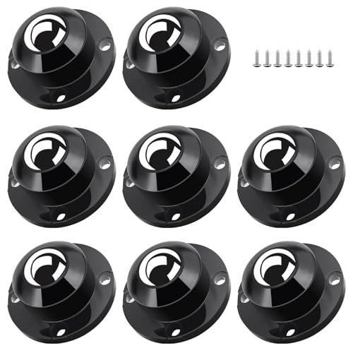 TRVL FIELDER Self Adhesive Caster Wheels for Furniture, Small Casters for Furniture Legs, Low Profile Table Wheels, 28 LBS Per Steel Wheel, Rollers for Kitchen Appliances (8 PCS, Black, Type 2)
