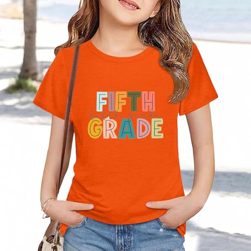 Fifth Grade Shirts Retro Boys Girls Back to School T-Shirt Kids First Day of School Short Sleeve Crewneck Tops4