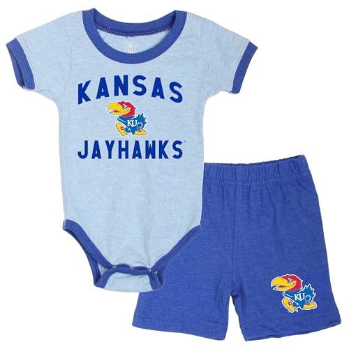 Wes and Willy NCAA Infant Bodysuit and Short Set,Kansas Jayhawks,18M,Lt Royal