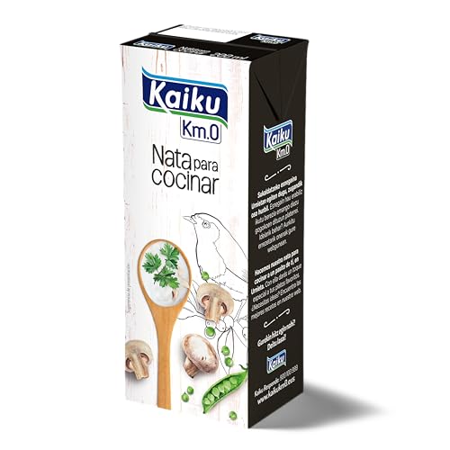 KAIKU - Nata Ligera para Cocinar UHT 18 mg, 200 ml, Crema Ligera para Salsas y Guisos, Sabor Suave, Textura Cremosa y Homogénea, Larga Duración, sin Gluten y con Lactosa, Formato Práctico