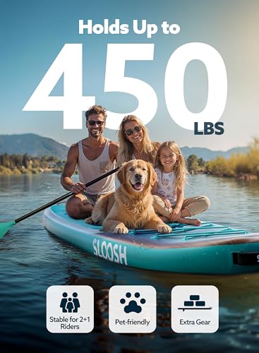 Image of SLOOSH Inflatable Stand Up Paddle Board, Inflatable Paddle Boards with Premium Accessories, Non-Slip EVA Deck, Ultra-Light Carry Bag Pump, Blow Up SUP for All Skill Levels