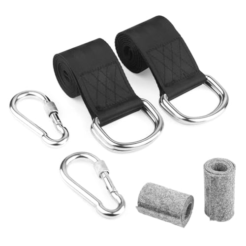 Bnidubro Kit de 2 Correas para Colgar Columpios de Árbol de 1,5 M con 2 Mosquetones, Cinturón de Extensión de Barra Única con Dos Láminas Protectoras