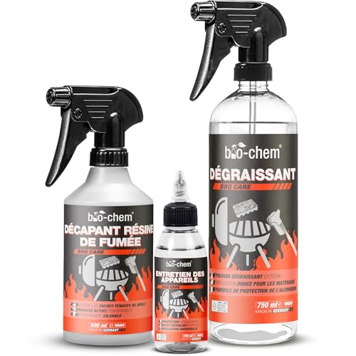 Bio-Chem - Basic Set 3 Produits de Nettoyage Barbecue et Four - Détachant résine et Traces de brûlé - Nettoyant Surfaces barbecues, Fours, planchas - Huile de Soin des appareils