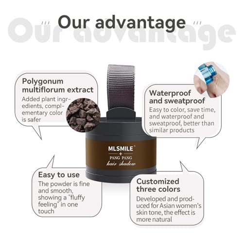 Clouparto Café Poudre de Retouche Racines Cheveux, Retouche Racines Instantanée, Combler les Cheveux Clairseméssur Ligne des Cheveux et Tempes, Avec Miroir & Houppette, Résultat Naturel – vue 2