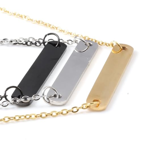 Bracelet de pendentif long forme rectangle en acier pour femmes