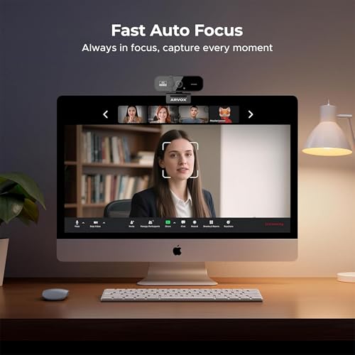 Image of ARVOX 2026 4K Webcam for PC & Laptop, Sony-Sensor, Privacy Shutter, 4K@30FPS & 1080P@60FPS, 360 Rotation, Autofocus, Built-in Microphone, USB Plug & Play for Video Calls, Streaming & Online Meetings