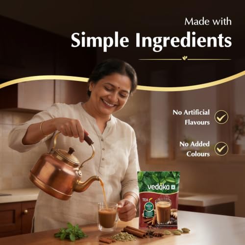 Image of Amazon Brand - Vedaka Masala Tea 500 g | Assam & Darjeeling Blend | Rich Aroma & Strong Flavour | Natural Spice Mix | Perfect for Milk Tea