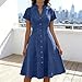 Women's Casual Dress Short Sleeve Button Down V Neck A Line Shirt Dresses Vacation Summer Spring Fashion Outfits S-2XL Sky Blue