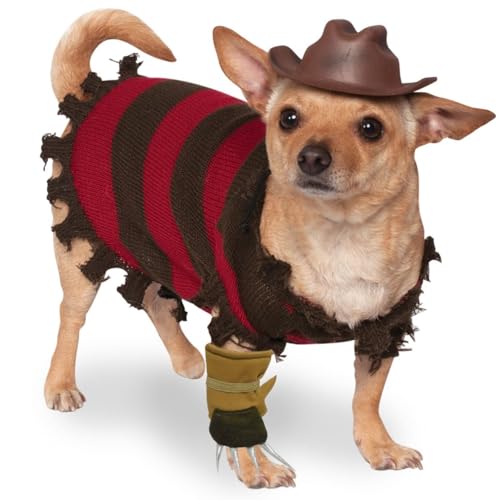 A Nightmare on Elm Street: Freddy Krueger Pet Costume for Dogs or Cats by Rubies, Large