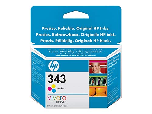 HP Cartucho de inyección de tinta tricolor HP 343 343 Inkjet Print Cartridges, 116 x 36 x 115 mm, 0.06 kg (0.132 libras), 40.3 g (1.42 oz), 141 x 113 x 37 mm