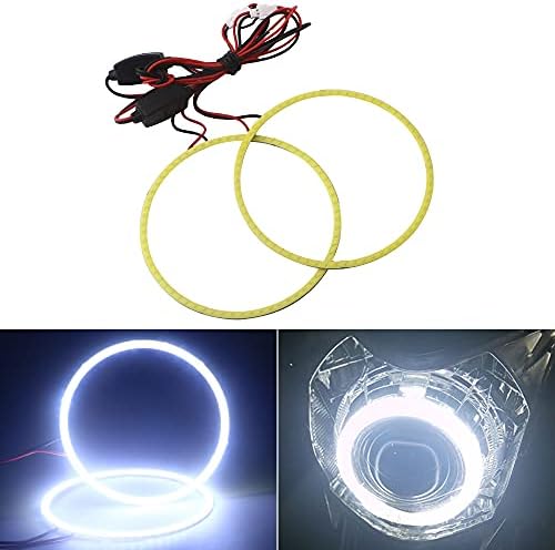 Qasim 70MM Car DRL Angel Eyes Halo Ring Lamp 60SMD Fog Bulbs COB LED Headlight 12V 24V White(Pack of 2PCS)