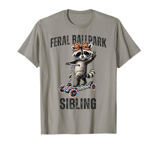 Raccoon and Scooter Feral Ballpark Sibling Ballfield Sister T-Shirt