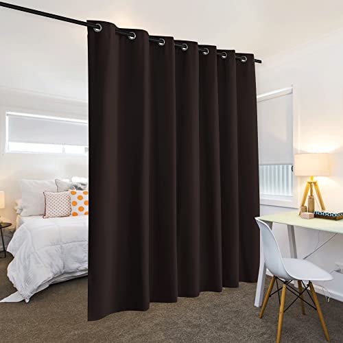 Image of RYB HOME Blackout Curtains Blind Adjustable Room Divider Thermal Insulated Separation Screen for Office /Patio Door /Apartment /Dorm, Wide 120 x Long 108, Brown, 1 Pc