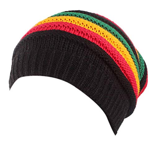 YOFO Bonnet Tricoté Homme Femme Casquette Rasta Reggae Hip-Hop Rap Chapeau Hiver Cover