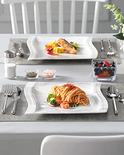 Malacasa Square Dinner Plates, 10 Inch Ceramic Plates Set Of 6, Modern Porcelain Dish Set Kitchen Serving Plate, Microwave, Oven And Dishwasher Safe, Marble Grey, Series Flora #TOP4