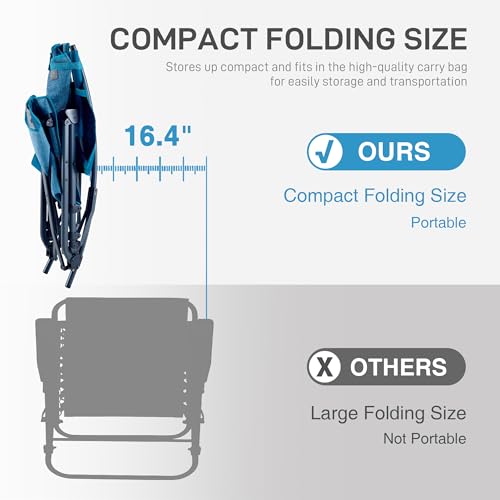EVER ADVANCED Silla Mecedora Compacta para Camping con Malla Transpirable, Plegable para Patio y Césped, Asiento Portátil con Reposabrazos Duro, Soporta 400 libras, Color Verde Azulado miniatura 5