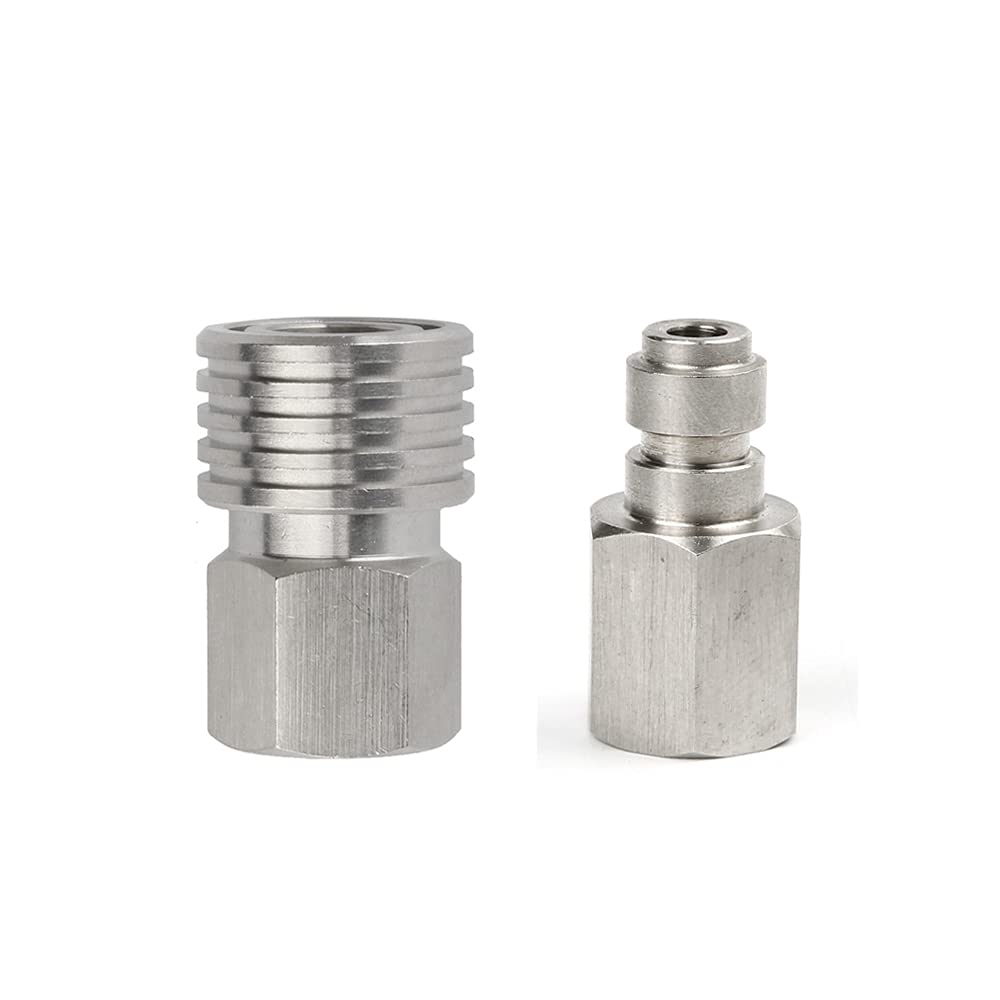 1/8 inch NPT to 8MM Quick-Disconnect Adapter Stainless Steel Male/Female Paintball HPA CO2 Connectors Foster Air Tool Fittings (1/8 NPT Female - 8mm FM)