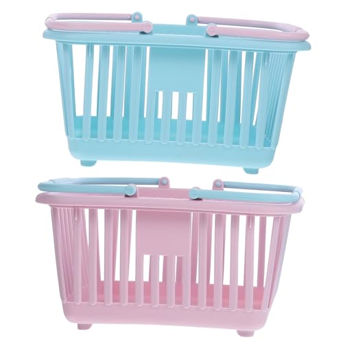 CLISPEED 2 Piezas Cesta de compras portátil cajas almacenaje cajas de almacenaje storage basket Cesta de almacenamiento largo cestas de verduras caseras cestas de plastico páginas
