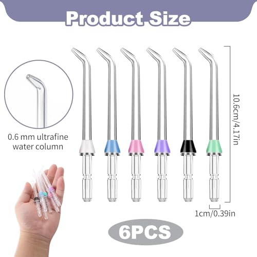 6 Stück Ersatz Klassisch Jet Tips für Munddusche, kompatibel mit Waterpik Aufsätze, für WP-100/WP-660, munddusche düsen ersatz, farbcodiert Familien-Set, Tiefenreinigung langlebig und hygienisch