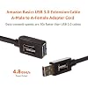 Amazon Basics USB 3.0 Extension Cable, A-Male to A-Female, 4.8Gbps High-Speed, Gold-Plated Connectors, 3.3 Foot, Black