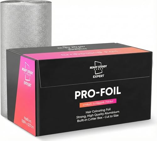 Professional Silver Embossed Hair Foil Roll Aluminium Hair Foils for Highlighting or Highlights Hairdressing Foil for Colouring Color Application and Highlighting Services - 100m x 12.7 cm